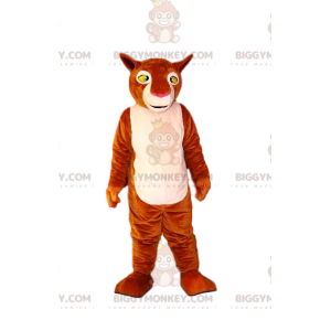 Costume de mascotte BIGGYMONKEY™ de lionne marron et blanche.