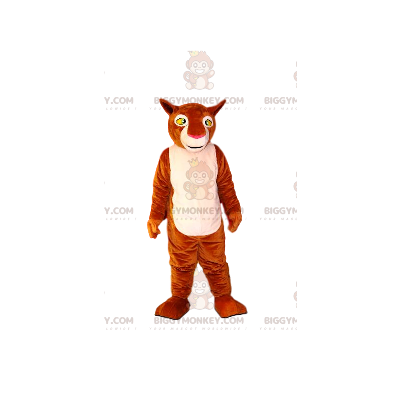 Costume de mascotte BIGGYMONKEY™ de lionne marron et blanche.