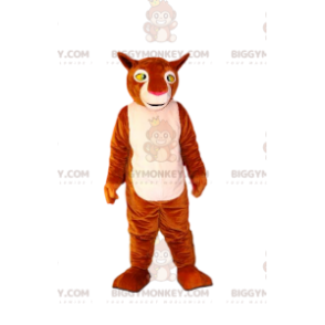 Traje de mascote BIGGYMONKEY™ de leoa marrom e branca. fantasia