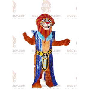Traje de mascote BIGGYMONKEY™ de leão marrom com roupa de