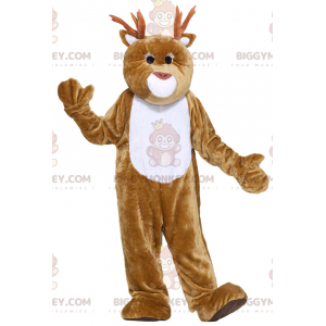 Costume de mascotte BIGGYMONKEY™ de renne marron et blanc géant