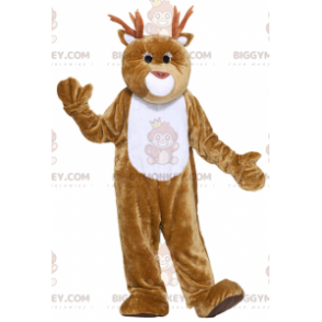 Traje de mascote gigante de rena marrom e branca BIGGYMONKEY™ –