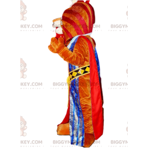 Traje de mascote BIGGYMONKEY™ de leão marrom com roupa de