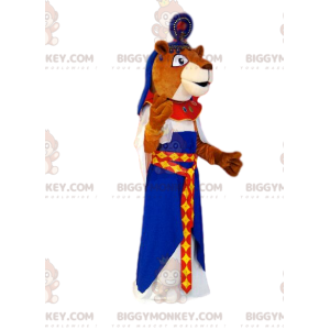 Disfraz de mascota BIGGYMONKEY™ Leona marrón en traje de reina