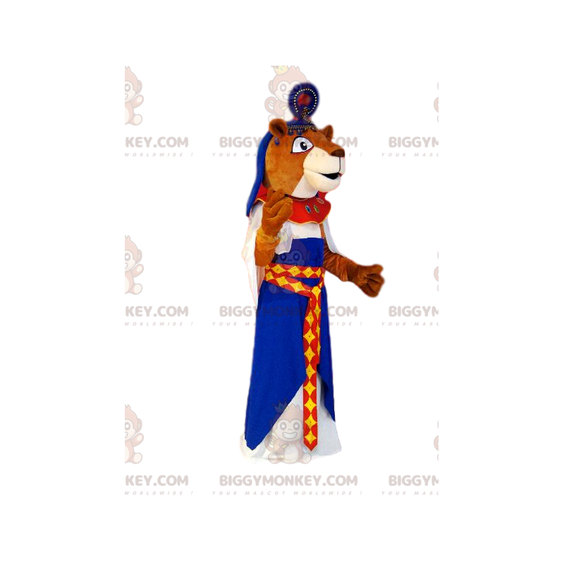 Kostium maskotki BIGGYMONKEY™ Brązowa lwica w stroju egipskiej