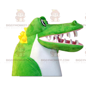 Super fun green and white crocodile BIGGYMONKEY™ mascot