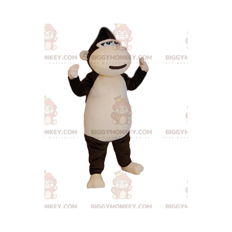 Fato de mascote BIGGYMONKEY™ de macaco castanho e creme muito