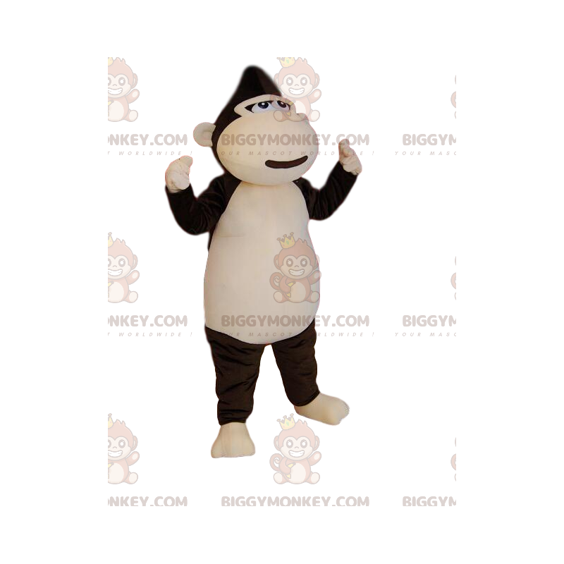 Very happy brown and cream monkey BIGGYMONKEY™ mascot costume.