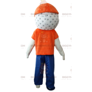 BIGGYMONKEY™ sneeuwpop mascottekostuum met golfbalhoofd -