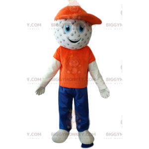 BIGGYMONKEY™ sneeuwpop mascottekostuum met golfbalhoofd -