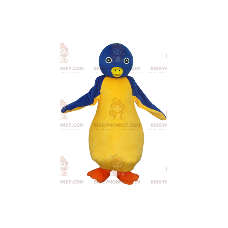 BIGGYMONKEY™ mascottekostuum van blauwe en gele pinguïn met