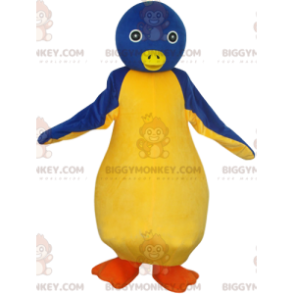 Στολή μασκότ BIGGYMONKEY™ από μπλε και κίτρινο πιγκουίνο με