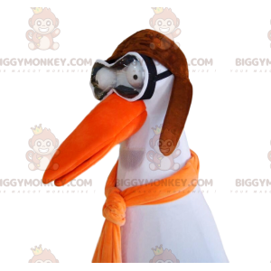 Stork BIGGYMONKEY™ maskotkostume med briller og flyverhat. -