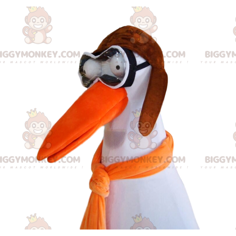 Traje de mascote Stork BIGGYMONKEY™ com óculos e chapéu de