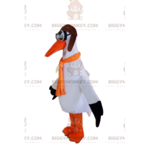 Costume de mascotte BIGGYMONKEY™ de cigogne avec des lunettes