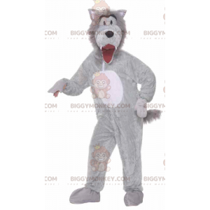 Fuldt tilpasselig grå og hvid ulv BIGGYMONKEY™ maskotkostume -