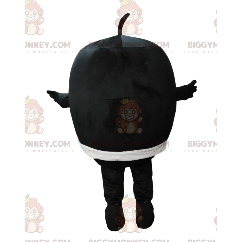 Traje de mascote BIGGYMONKEY™ Pequeno Redondo Homem Negro com
