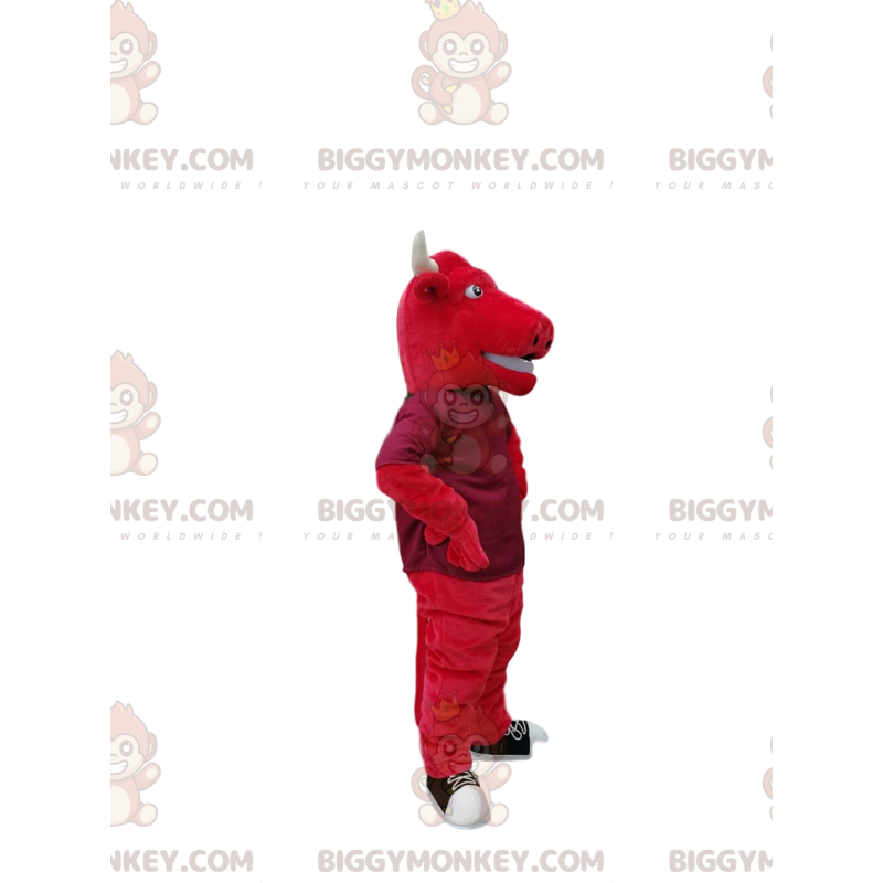 Costume de mascotte BIGGYMONKEY™ de taureau rouge avec de