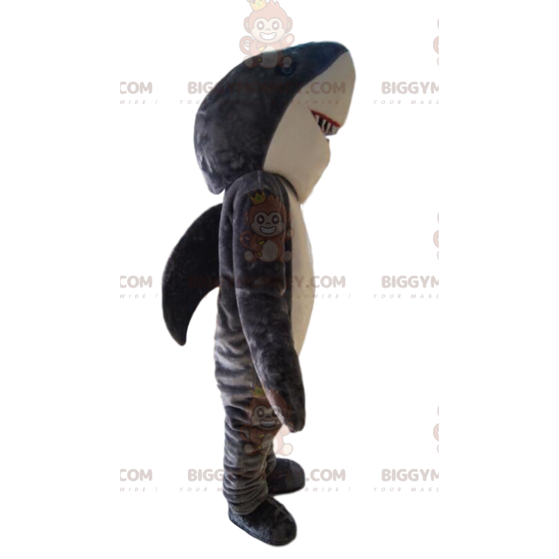 Gray and White Shark BIGGYMONKEY™ Mascot Costume. shark costume