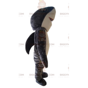 Kostium maskotka szaro-biały rekin BIGGYMONKEY™. kostium rekina