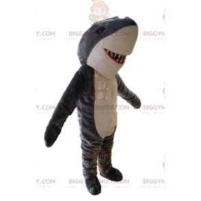 Gray and White Shark BIGGYMONKEY™ Mascot Costume. shark costume