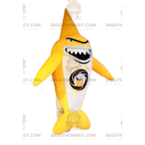 Very original yellow and white shark BIGGYMONKEY™ mascot