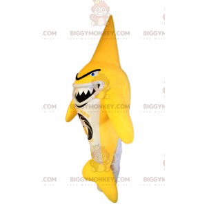 Very original yellow and white shark BIGGYMONKEY™ mascot