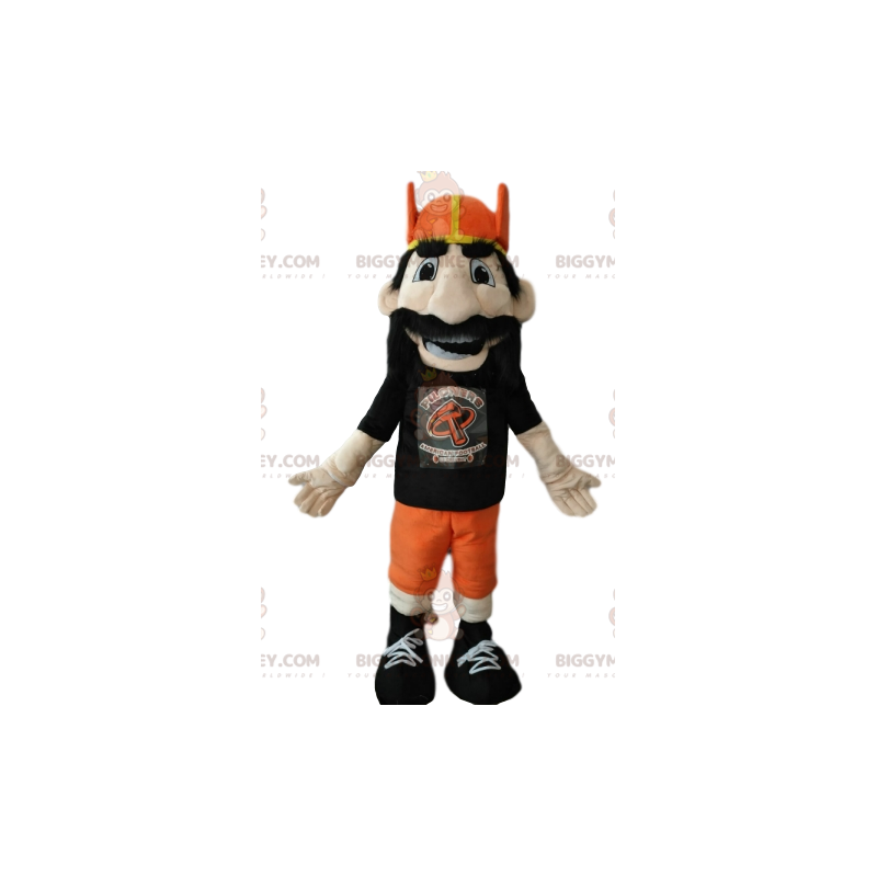 Traje de mascote BIGGYMONKEY™ homem barbudo com capacete viking