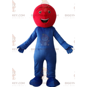 Disfraz de mascota BIGGYMONKEY™ de un hombre azul muy feliz con