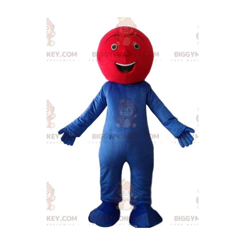 BIGGYMONKEY™ mascottekostuum van een heel gelukkige blauwe man