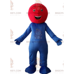 BIGGYMONKEY™ costume mascotte di un uomo blu molto felice con