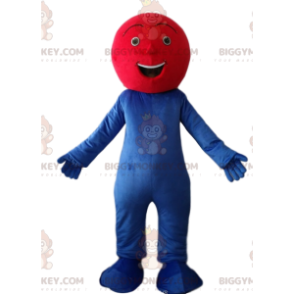 BIGGYMONKEY™ mascot costume of a very happy blue man with a red