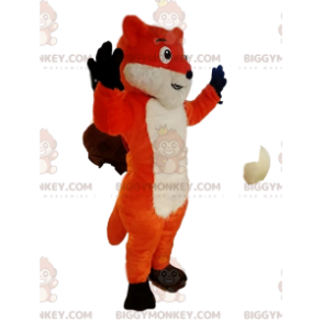 BIGGYMONKEY™ costume mascotte di volpe rossa e bianca con un