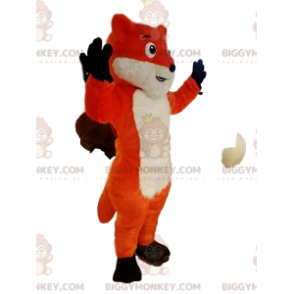 BIGGYMONKEY™ maskotkostume af rød og hvid ræv med et stort