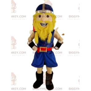 Viking BIGGYMONKEY™ mascot costume in traditional blue outfit