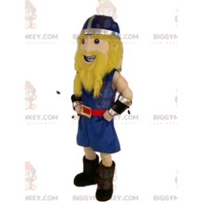 Viking BIGGYMONKEY™ mascot costume in traditional blue outfit