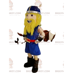 Viking BIGGYMONKEY™ mascot costume in traditional blue outfit