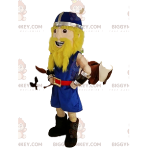 Disfraz de mascota vikingo BIGGYMONKEY™ con traje azul