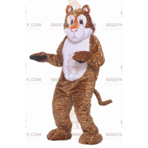 Costume mascotte BIGGYMONKEY™ tigre bianca e nera arancione -