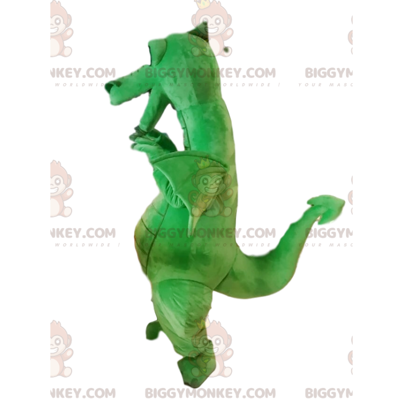 Costume da mascotte drago verde super sorridente BIGGYMONKEY™.