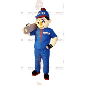 BIGGYMONKEY™ mascottekostuum van klusjesman in blauwe