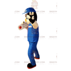 BIGGYMONKEY™ Maskottchen Kostüm Handwerker in blauer
