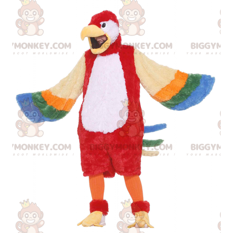 Riesiger mehrfarbiger Papagei BIGGYMONKEY™ Maskottchen-Kostüm -