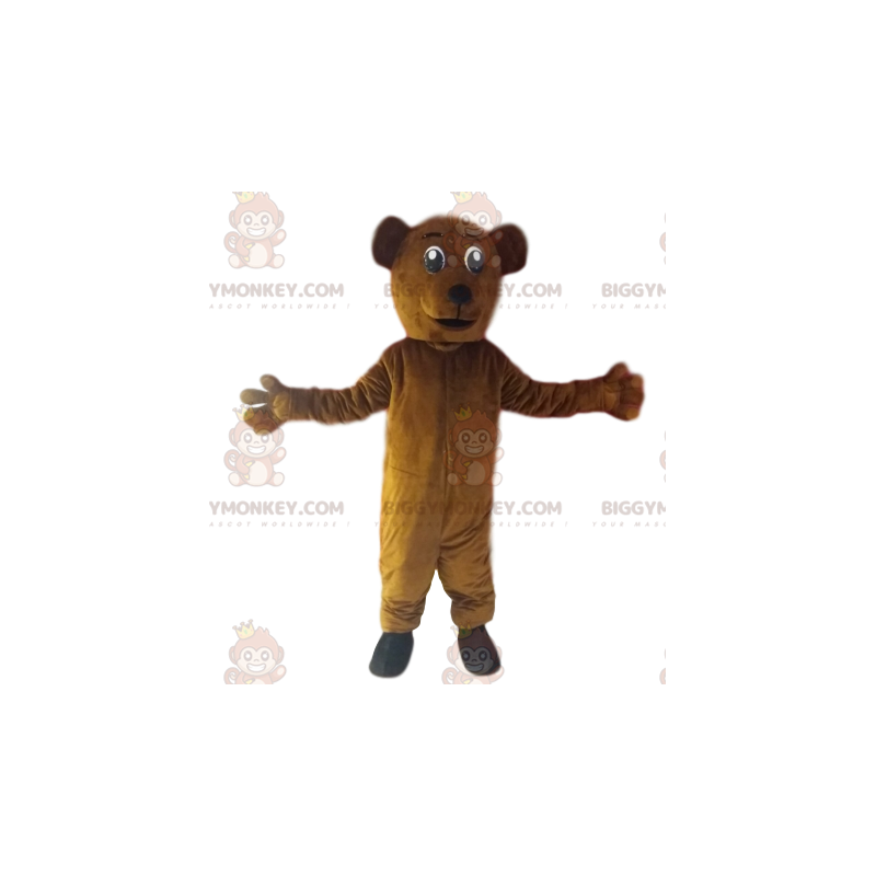 Very Enthusiastic Brown Bear BIGGYMONKEY™ Mascot Costume. bear