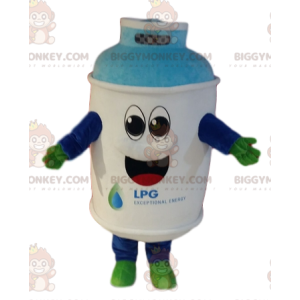 Very smiley white gas canister BIGGYMONKEY™ mascot costume. -