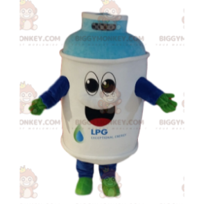 Very smiley white gas canister BIGGYMONKEY™ mascot costume. -