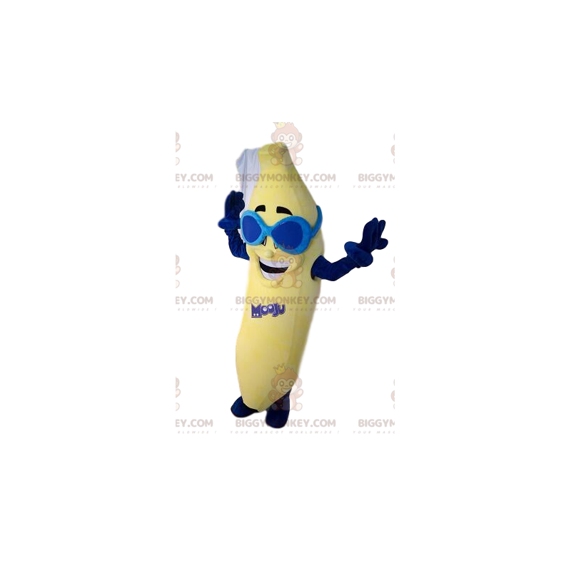 Happy Banana BIGGYMONKEY™ mascottekostuum, met blauwe zonnebril