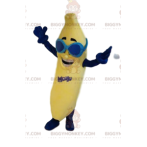 Happy Banana BIGGYMONKEY™ maskotkostume, med blå solbriller -