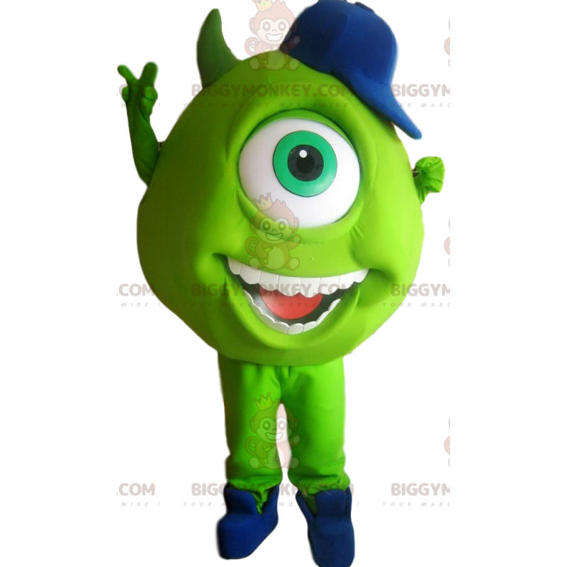 BIGGYMONKEY™ mascot costume of Bob, the little green Cyclops