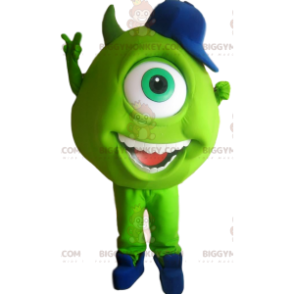 BIGGYMONKEY™ mascot costume of Bob, the little green Cyclops